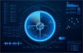 Futuristic radar. Military navigate sonar.Futuristic concept HUD, GUI style. Screen Dashboard, Futuristic Circle, Space